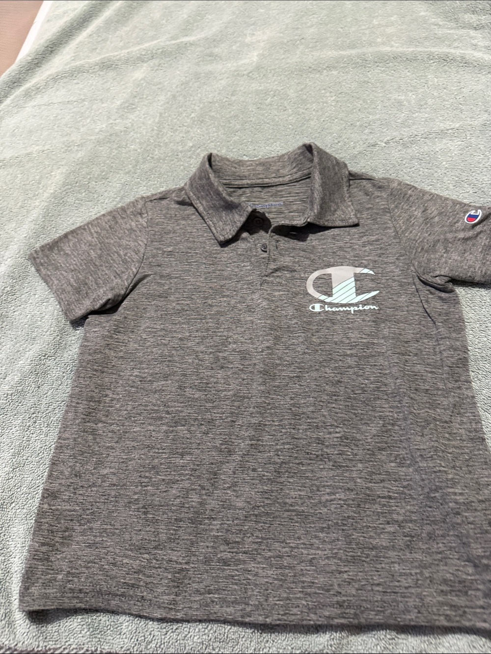 Champion Heather Gray Polo with Logo Accent